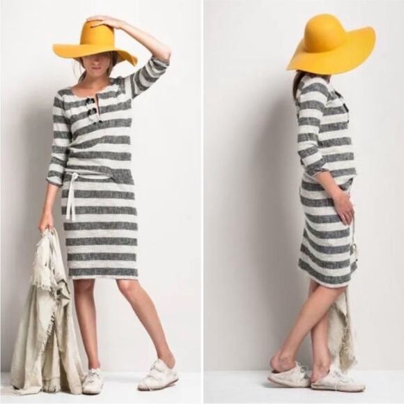 Humanoid Dresses & Skirts - Humanoid Black and White Striped Tweed Textured Specht Dress S